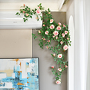 仿真玫瑰花藤蔓客厅室内阳台空调管道庭院装,饰假花藤条墙壁挂绿植