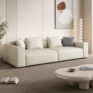 科技布简约现代客厅小户型直排豆腐块奶油风沙发,意式,极简2023新款