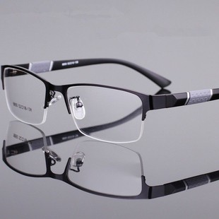 近视眼镜男0,600度半框金属眼镜平光防辐射防蓝光抗疲劳电脑护眼