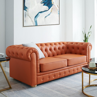 皮艺沙发客厅组合双人三人小户型沙发现代高端家具,轻奢欧式,美式