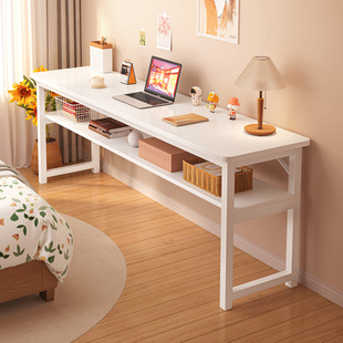 书桌家用女生卧室长条桌简易出租屋靠墙长桌子工作台阳台窄电脑桌