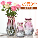 北欧创意玻璃花瓶透明水培绿萝植物玻璃花瓶家用插花客厅装,饰摆件