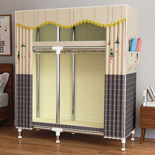 布衣柜家用卧室结实耐用全钢架加粗加厚宽出租房屋经济型简易组装