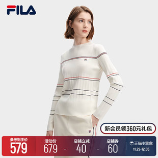 FILA,高圆圆同款,新款,斐乐女士编织衫,休闲小高领毛衣,2023冬季