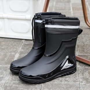 束口防雨防水鞋🍬,男新款,高档雨鞋🍬,短中筒防滑雨靴加绒棉水靴工作胶鞋🍬