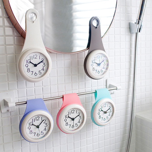 北欧简约浴室钟厨房防水静音家用吸盘钟表挂墙创意个性🍬,迷你小挂钟