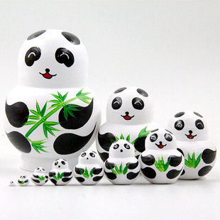 俄罗斯套娃10层小肚子熊猫手工绘制木制玩具女生节日礼物创意摆件