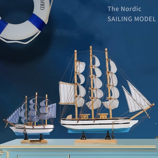 饰品,创意帆船模型摆件开学季,礼物一帆风顺木船地中海客厅海盗船装