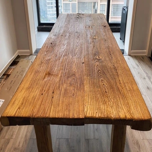 老榆木门板桌复古怀旧吧台旧木板原木桌子风化板茶桌茶台民俗定制
