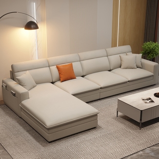 2024新款,猫抓皮布艺沙发客厅小户型现代简约科技布奶油风直排沙发