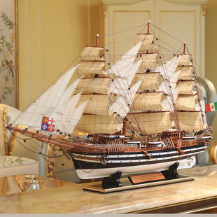 饰大型工艺木船开业乔迁礼物,欧式,实木帆船模型一帆风顺摆件客厅装