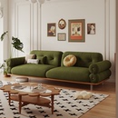 法式,复古实木云朵布艺沙发小户型客厅中古风悬浮三人位沙发组合