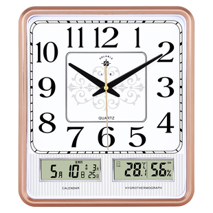 北极星方形客厅静音挂钟现代简约时尚,电子钟表创意家用日历石英钟